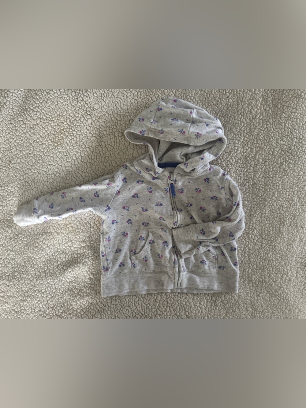Carter's Light Gray Hooded Zip Sweatshirt with Purple Floral